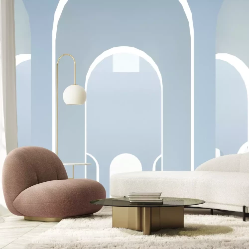 Fotobehang Abstracte compositie van bogen in grijstinten