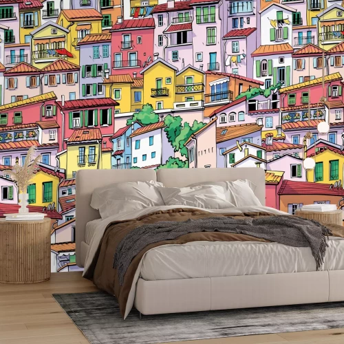 Fotobehang Landschap met kleurrijke huurkazernes