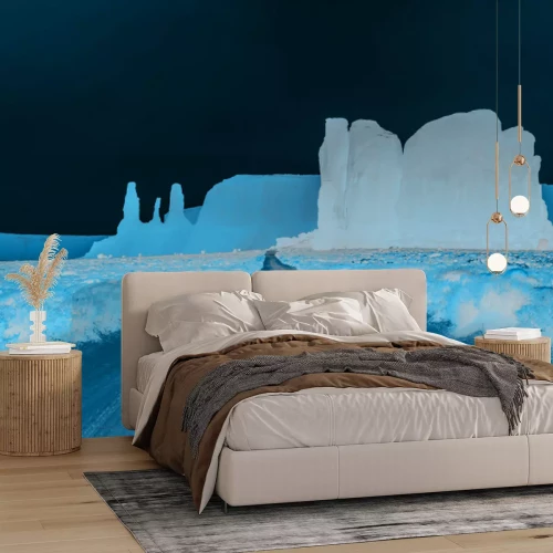 Fotobehang Een weg door een woestijn van zand en ruwe rotsen