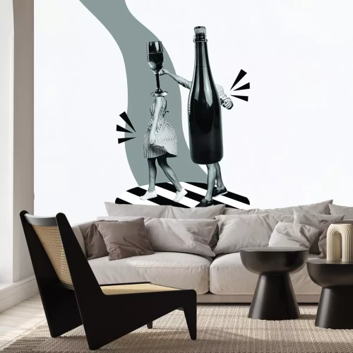 Fotobehang Grafische abstractie van een wijnglas