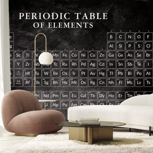 Fotobehang Periodiek systeem der elementen op een donkere achtergrond