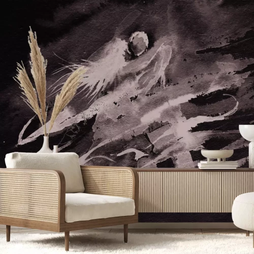 Fotobehang Een wazig schilderij van een dansend paar