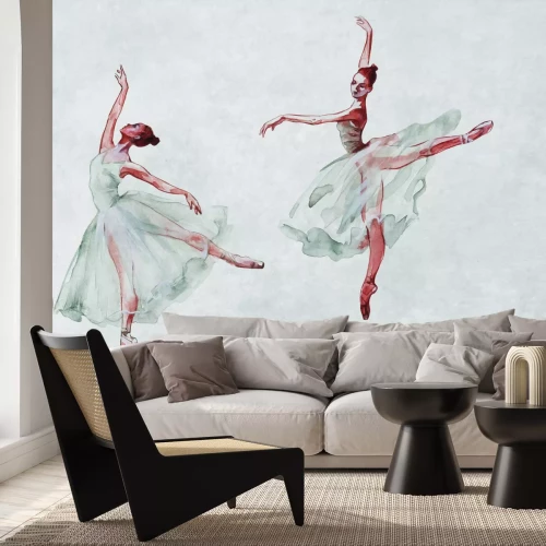 Fotobehang Delicate ballerina&#39;s in beweging op ruw beton