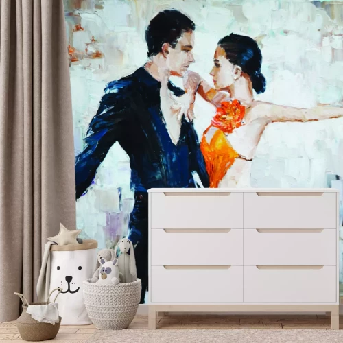 Fotobehang Een paar dat danst op het ritme van ballroomdansen