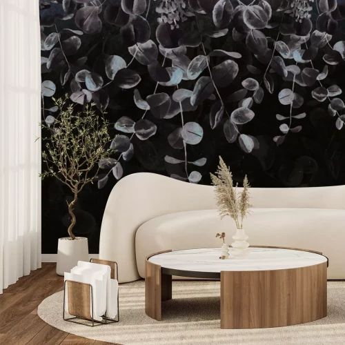 Fotobehang Lichte achtergrond met delicate grijze bladeren