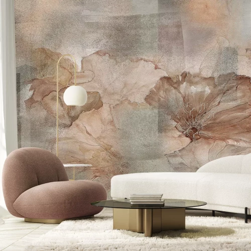 Fotobehang Subtiele bloemen op een gestructureerde achtergrond