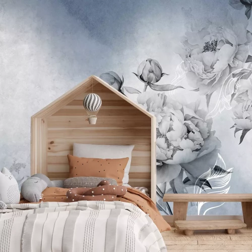 Fotobehang Een picturale compositie van pioenrozen