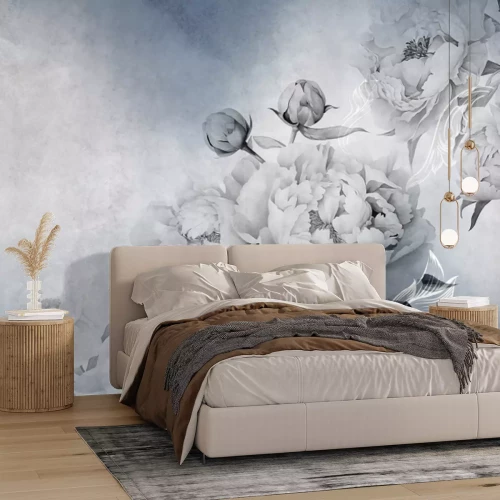 Fotobehang Een picturale compositie van pioenrozen