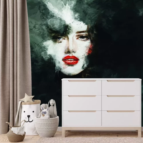 Fotobehang Een sensueel portret van een vrouw in zwarte tinten