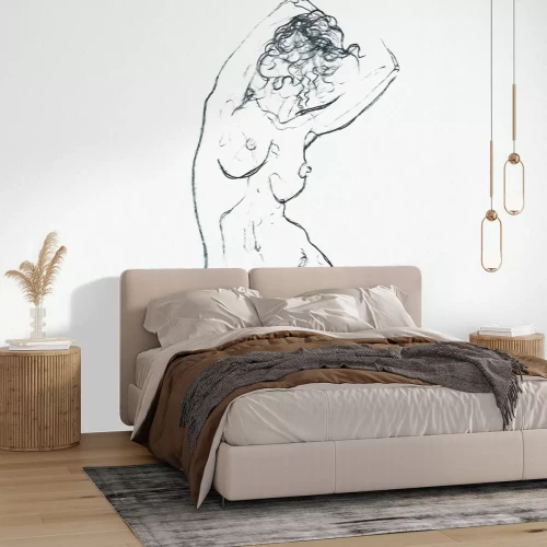 Fotobehang Een verfijnde tekening van een vrouwenlichaam