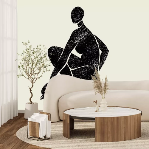 Fotobehang Een verfijnde tekening van een vrouw in het zwart