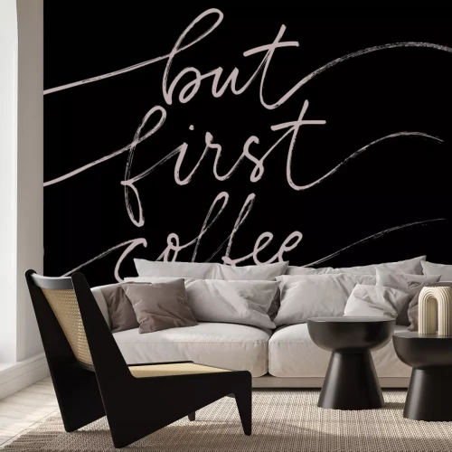 Fotobehang Klassieke zwarte koffieletters op een witte achtergrond