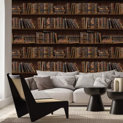 Fotobehang Bibliotheekplanken vol boeken