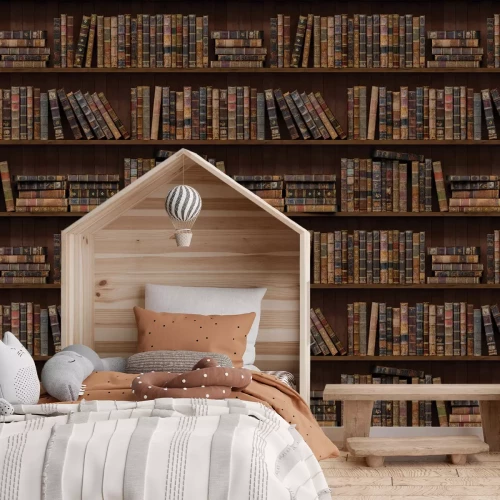 Fotobehang Bibliotheekplanken vol boeken