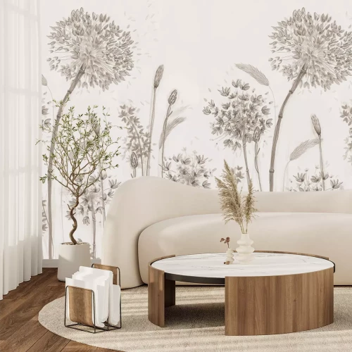 Fotobehang Een levendige weide vol wilde bloemen