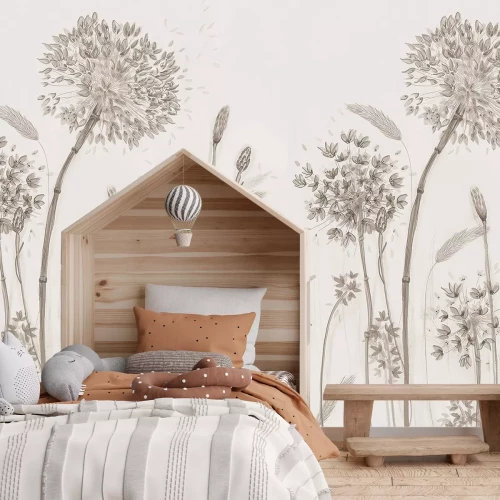 Fotobehang Een levendige weide vol wilde bloemen