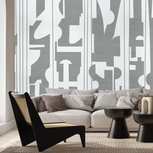 Fotobehang Geometrisch patroon in grijstinten met textuur