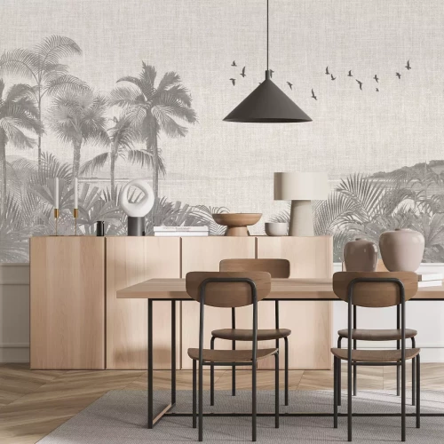 Fotobehang Zwart-witte jungletextuur