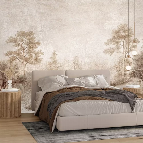 Fotobehang Boslandschap op beton