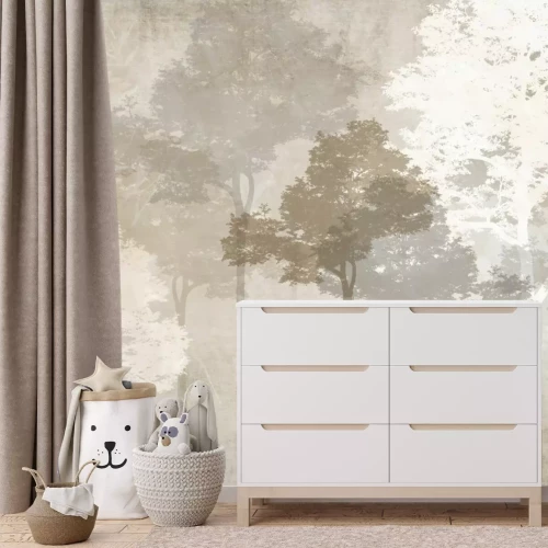 Fotobehang Delicate bomen in een heldere omgeving