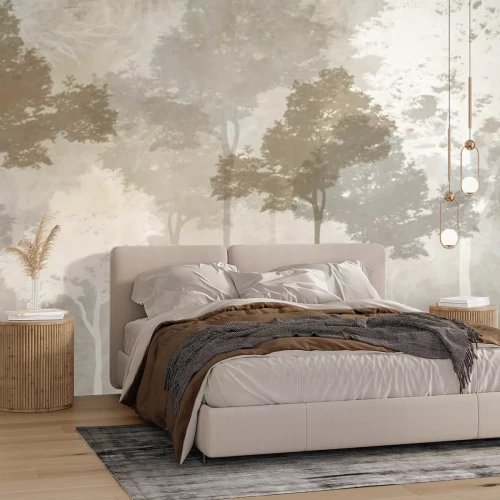 Fotobehang Delicate bomen in een heldere omgeving