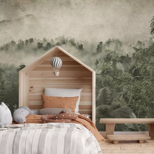 Fotobehang Tropische jungle in de mist