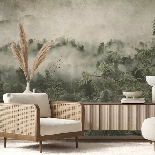 Fotobehang Tropische jungle in de mist