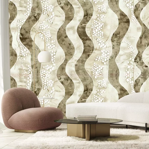 Fotobehang Een delicaat mozaïek met golvende vormen