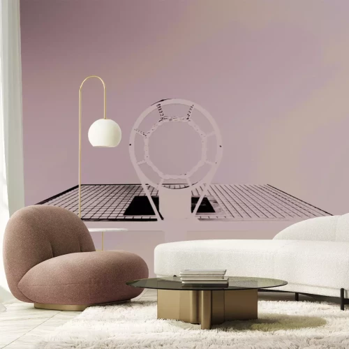 Fotobehang Zwart-witfoto van een basketbalring