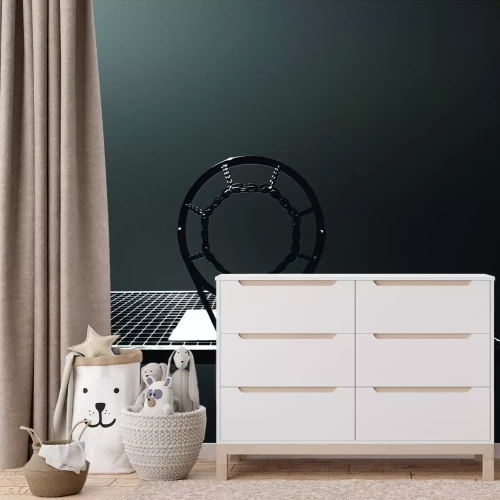 Fotobehang Zwart-witfoto van een basketbalring