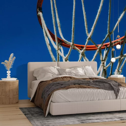 Fotobehang Een mand met net in een sportieve setting