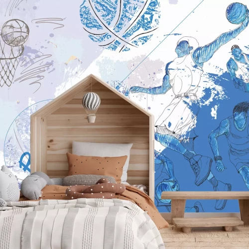 Fotobehang Basketbaltraining onder spelers