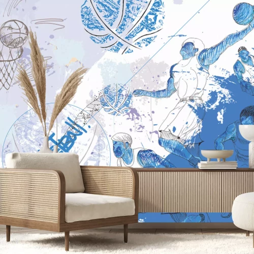 Fotobehang Basketbaltraining onder spelers