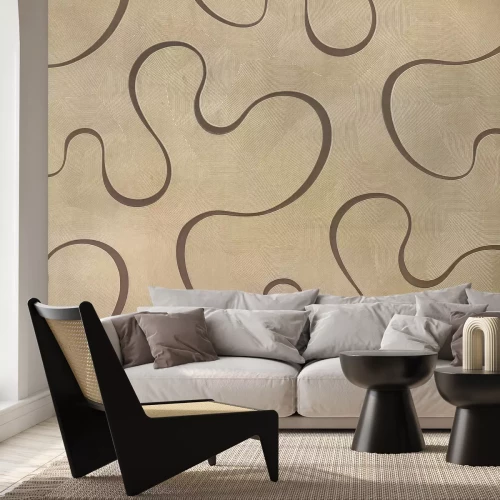 Fotobehang Bruine golflijnen op de textuur