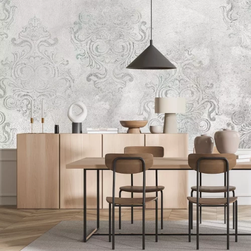 Fotobehang Grijs ornament op beton