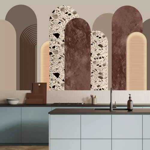 Fotobehang Verschillende texturen op bruine bogen