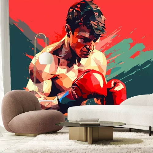 Fotobehang Abstract schilderij van een bokser