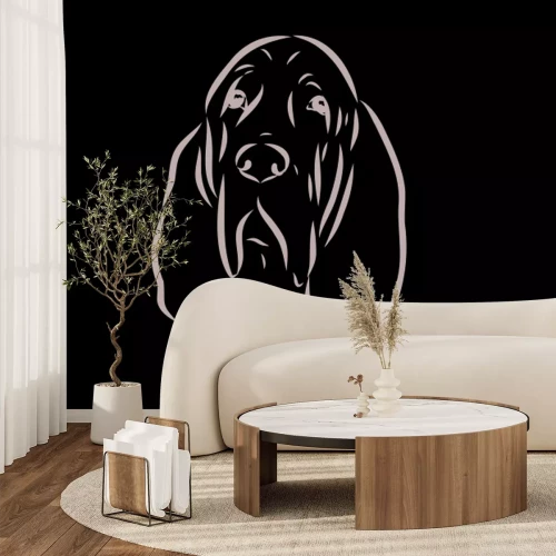 Fotobehang Schets van een hond in zwart-wit