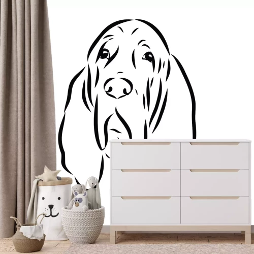 Fotobehang Schets van een hond in zwart-wit