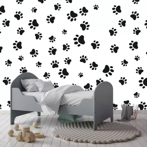 Fotobehang Zwarte hondenpoten in grafische stijl