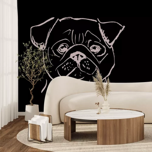 Fotobehang Schetstekening van een mopshond