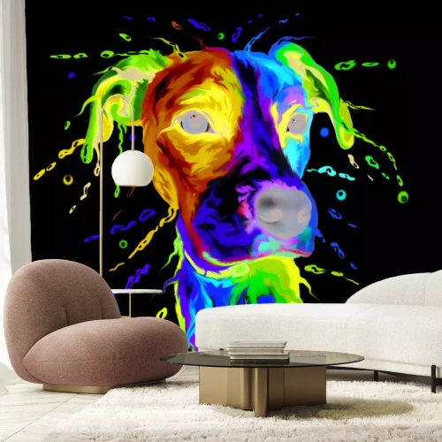 Fotobehang Kleurrijk aquarelportret van een hond
