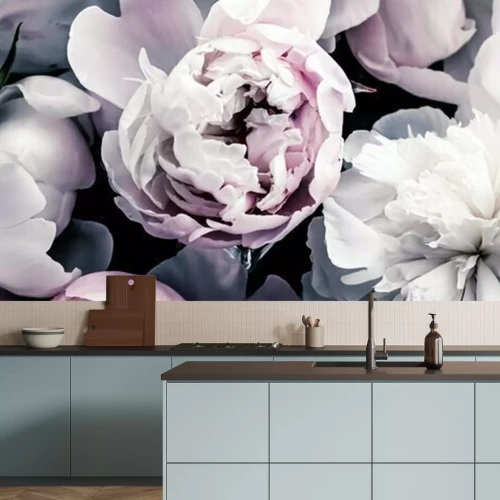 Fotobehang Een elegante compositie met pioenrozen