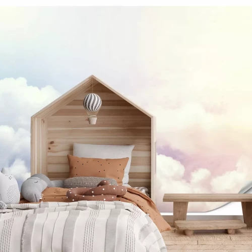 Fotobehang Blauer und rosa Himmel