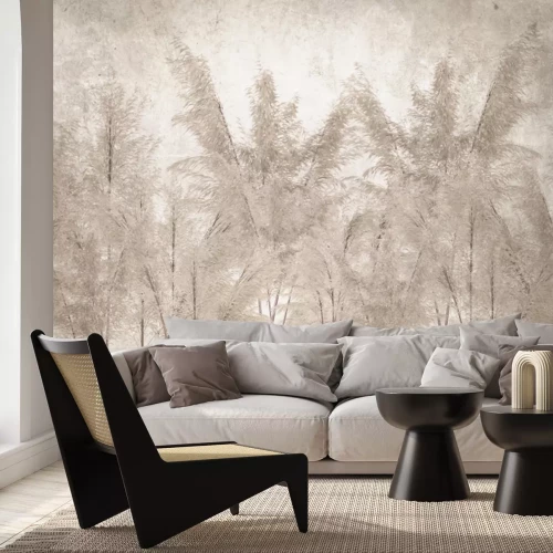 Fotobehang Pampasgras op een beige achtergrond