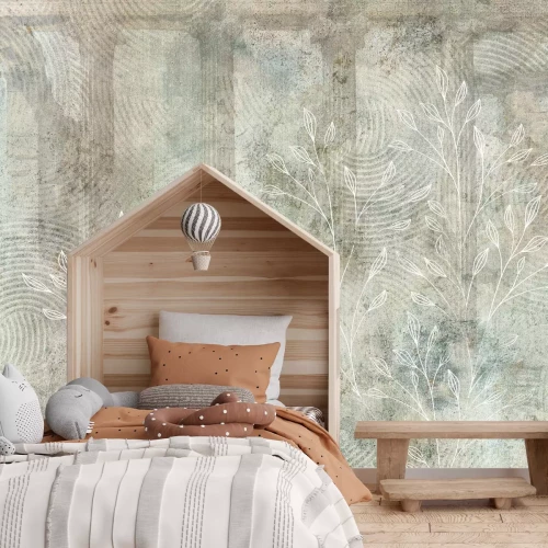 Fotobehang Textuur met een botanisch patroon