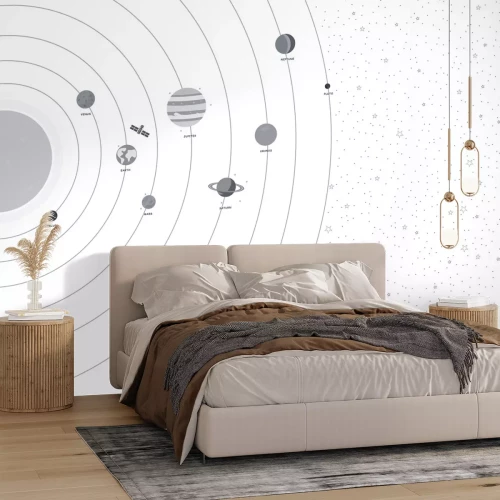 Fotobehang Planeten en sterren in het zonnestelsel ruimtethema