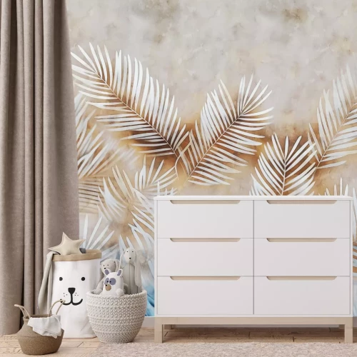 Fotobehang Palmbladeren met een zacht patroon