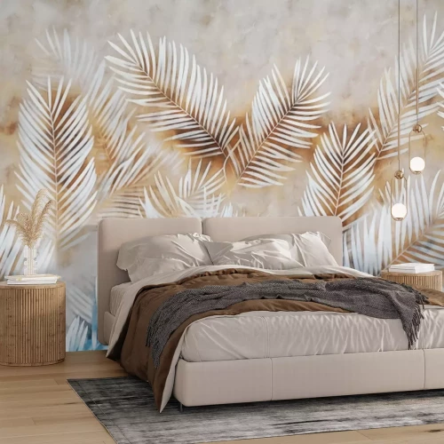 Fotobehang Palmbladeren met een zacht patroon