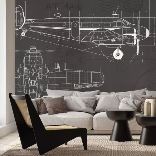 Fotobehang Vliegtuigontwerpdiagram